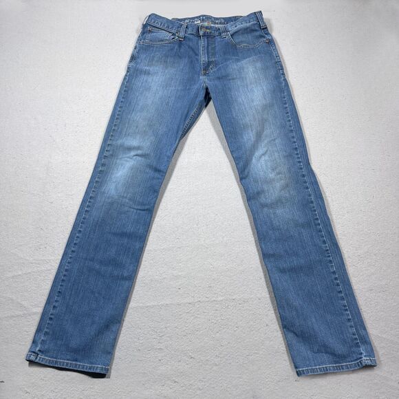 Carhartt Jeans Men 34x35 Relaxed Straight Fit Blue Distressed Denim Mid Wash‎ - Picture 1 of 12